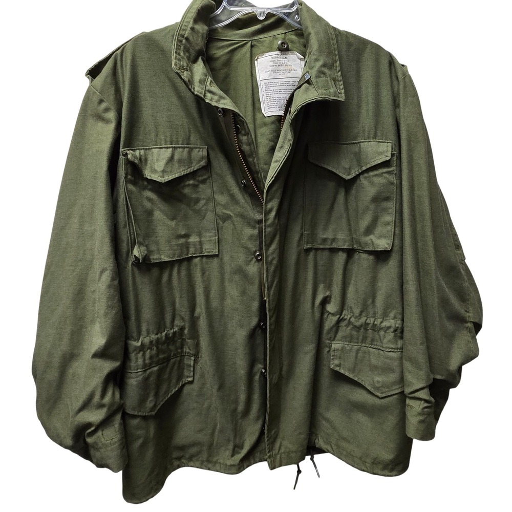 Vintage Alpha Industries M-65 Field Coat Olive Green Military Jacket Medium Reg